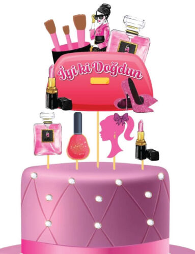Kürdan Pasta Üstü Pink Star Temalı 5 Parça - 
