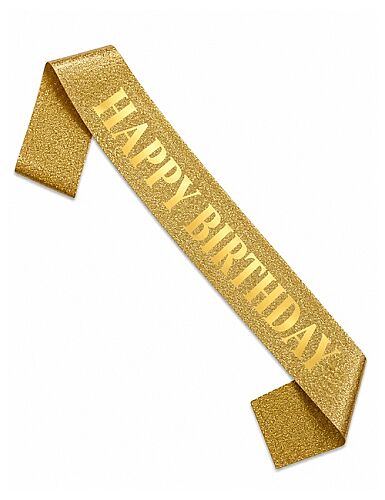 Kuşak Simli Happy Birthday Altın Üzeri Altın - 