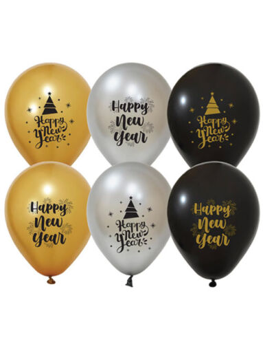 Yılbaşı Lateks Balon Happy New Year Baskılı 100 Parça - 