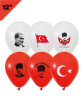 Lateks Baskılı Balon Ata + Bayrak Kırmızı Beyaz 50 Parça Balonevi - 1