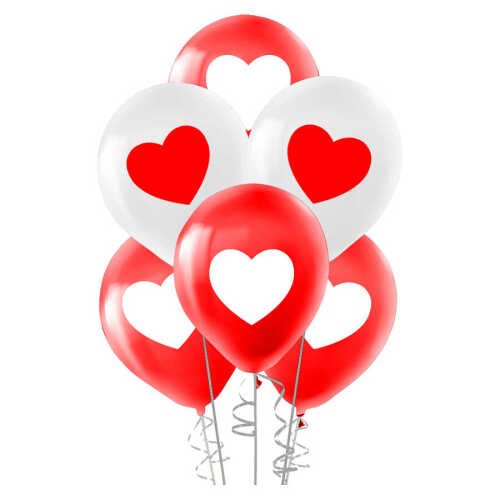 Lateks Baskılı Balon Kalp Baskılı 100 lü - 