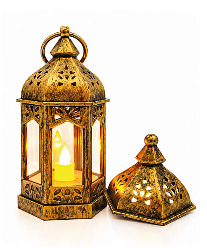 Ledli Fener Asmalı Eskitme Model 20 Cm Altın - 