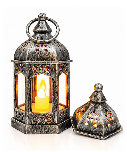 Ledli Fener Asmalı Eskitme Model 20 Cm Gümüş - 