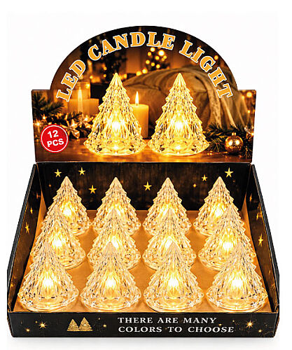 Ledli Fener Çam Ağacı Kristal Model Gün Işığı 8 Cm 12 Parça - 