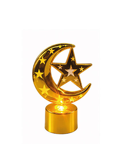 Mum Ledli Tealight Ay Yıldız Model Altın - 