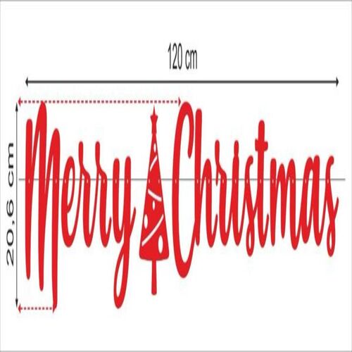 Yılbaşı Kaligrafi Banner Merry Christmas Kırmızı - 2
