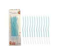 Mum İnce 16 cm Dalgalı Makaron Mavi 12 Parça - 1