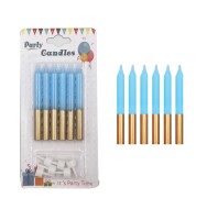 Mum İnce 2 Renkli Mavi-Gold 8 Cm 6 Parça - 1