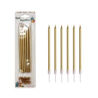 Mum İnce Uzun 15 cm Gold 6 Parça - 1