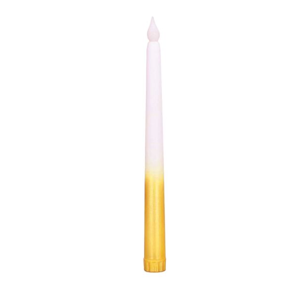 Mum Led Şamdan Altın Beyaz 28 Cm - 2