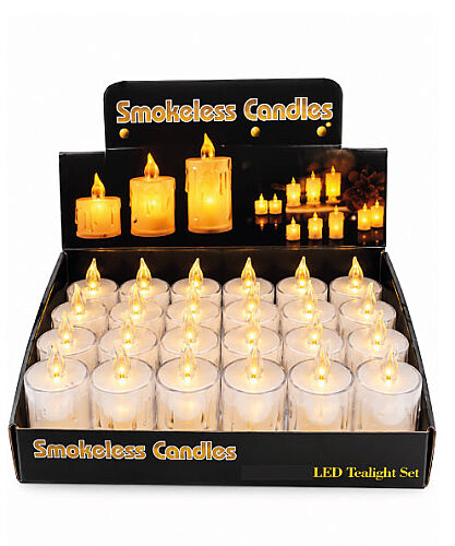 Mum Ledli Tealight Kristal Model 8 Cm 24 Parça - 