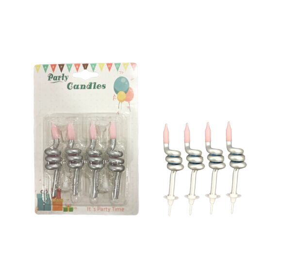 Mum Spiral 4 Parça Set Pembe Gümüş 8 cm - 