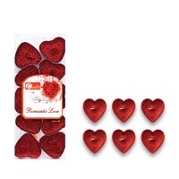 Mum Tealight Simli Kırmızı Kalpli 10 Parça - 1