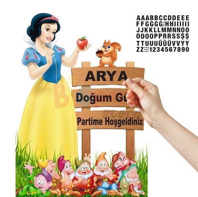 Dekoratif Kişiye Özel Ayaklı Pano Seti Pamuk Prenses ve Yedi Cüceler 5 Parça - 2