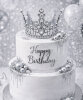 Pasta Tacı Plastik Taşlı Tam Tur 12 Cm Gümüş - 2