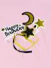 Pasta Üstü Çubuklu Happy Birthday Yıldızlı Kurdeleli 4 Parça - 3
