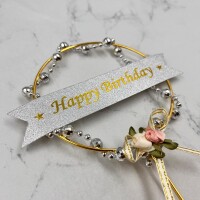 Pasta Üstü Çubuklu Metal Süs Boncuklu Gümüş - 2