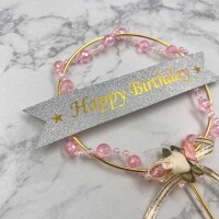 Pasta Üstü Çubuklu Metal Süs Boncuklu Pembe - 2