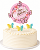 Pasta Üstü Dekor Çubuk Happy Birthday Kelebekli 4'lü Pembe - 1