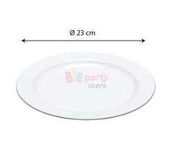 Plastik Porselen Görünümlü Beyaz Tabak 23 Cm 10 Parça - 2