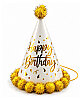 Ponponlu Şapka Happy Varaklı 25 Cm Altın - 1