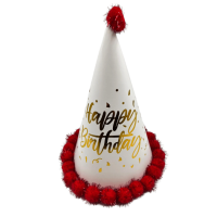 Ponponlu Şapka Happy Varaklı 25 Cm Kırmızı - 2