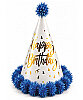 Ponponlu Şapka Happy Varaklı 25 Cm Mavi - 1