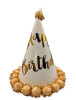 Ponponlu Şapka Varaklı Happy Birthday Krem 20 Cm - 1