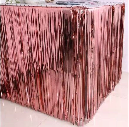 Dekoratif Püsküllü Masa Eteği Parlak Rose Gold Renk 240x75 Cm - 2