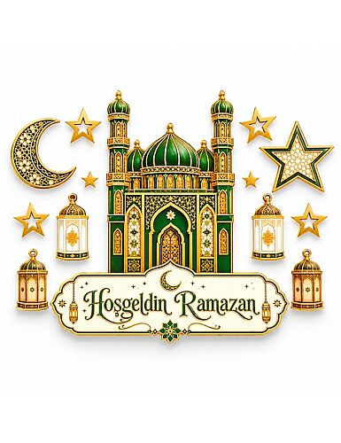 Ramazan Dekoratif 16 Parça Duvar Pano Set - 