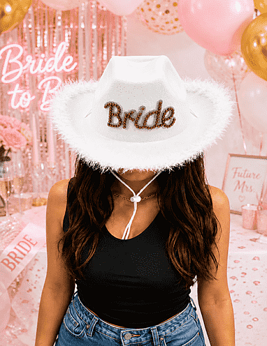 Şapka Kovboy Bride Taşlı Lüx Beyaz - 4