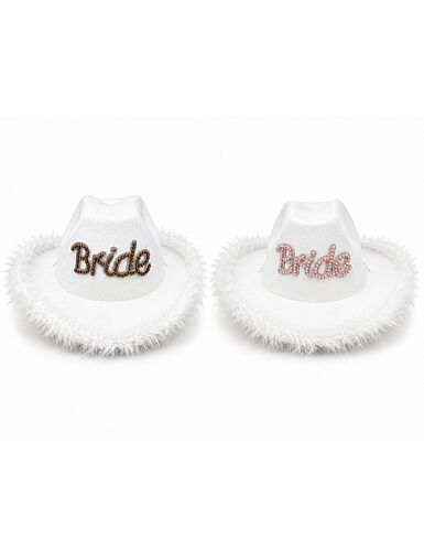 Şapka Kovboy Bride Taşlı Lüx Beyaz - 3