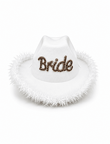 Şapka Kovboy Bride Taşlı Lüx Beyaz - 2