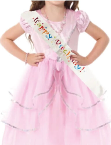 Kuşak Saten Happy Birthday Beyaz Üzeri Renkli Baskılı - 2