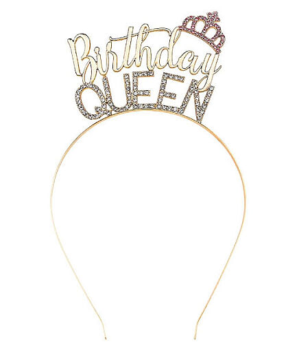 Taç Metal Taşlı Birthday Queen Altın - 