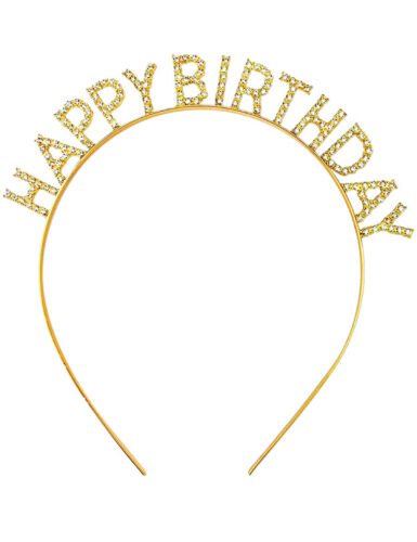 Taç Metal Taşlı Happy Birthday Gold - 