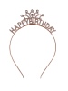 Taç Metal Taşlı Happy Birthday Taşlı İşlemeli Rose Gold - 1