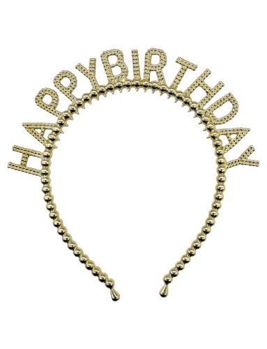 Taç Plastik Happy Birthday İncili Altın - 
