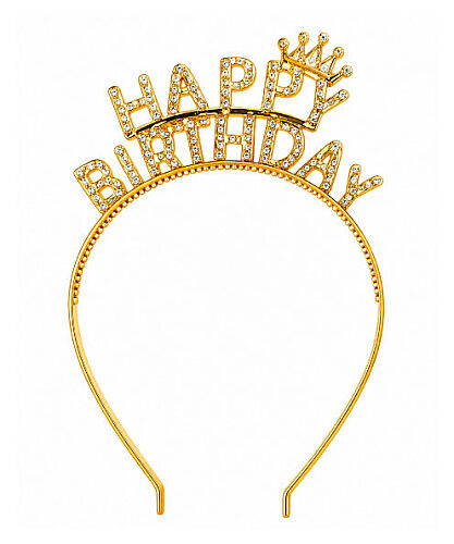 Taç Plastik Happy Birthday Taçlı Altın - 