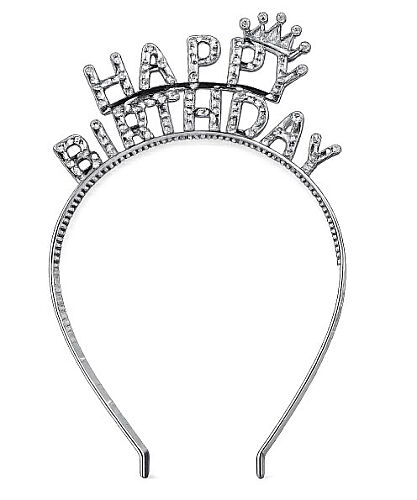Taç Plastik Happy Birthday Taçlı Gümüş - 