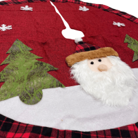 Yılbaşı Ağaç Örtüsü Keten Kırmızı Ekoseli Noel Baba Figürlü 90 Cm Lüks - 2