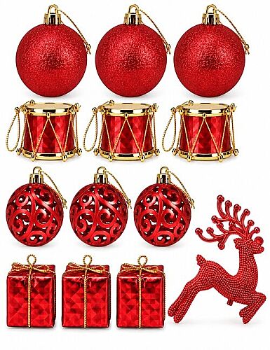 Yılbaşı Ağaç Süsü 4 cm 13'lü Kırmızı - 