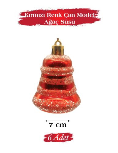 Yılbaşı Ağaç Süsü Çan 7 Cm 6 Parça - 