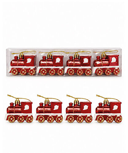 Yılbaşı Ağaç Süsü Tren Model 7 x 6 Cm 4 Parça - 