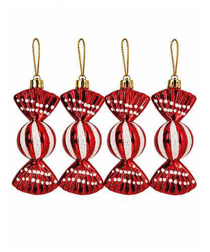 Yılbaşı Ağaç Süsü Şeker Model 12 Cm 4 Parça - 