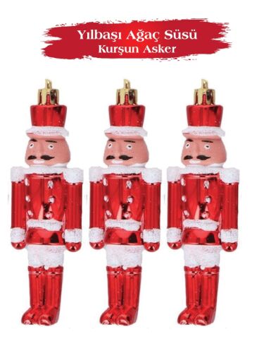 Yılbaşı Ağaç Süsü Kurşun Asker 13 Cm 3 Parça - 