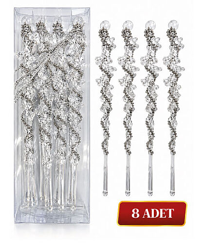 Yılbaşı Ağacı Süsü Sarkıt Model 15 Cm 8 Parça - 
