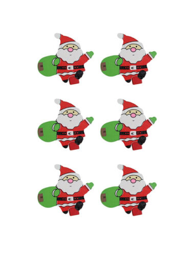Yılbaşı Mandal Ahşap Noel Baba Figürlü 6 Parça - 