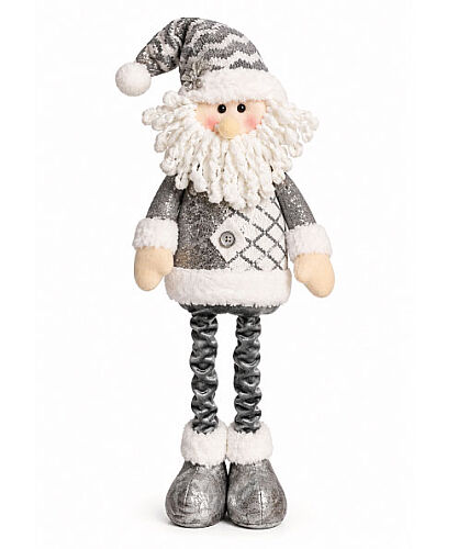 Yılbaşı Ayakları Uzayan Noel Baba Gümüş 30-45 Cm - 