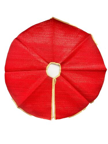 Yılbaşı Çam Ağaç Örtüsü Simli Kırmızı Altın Şeritli 60 Cm - 